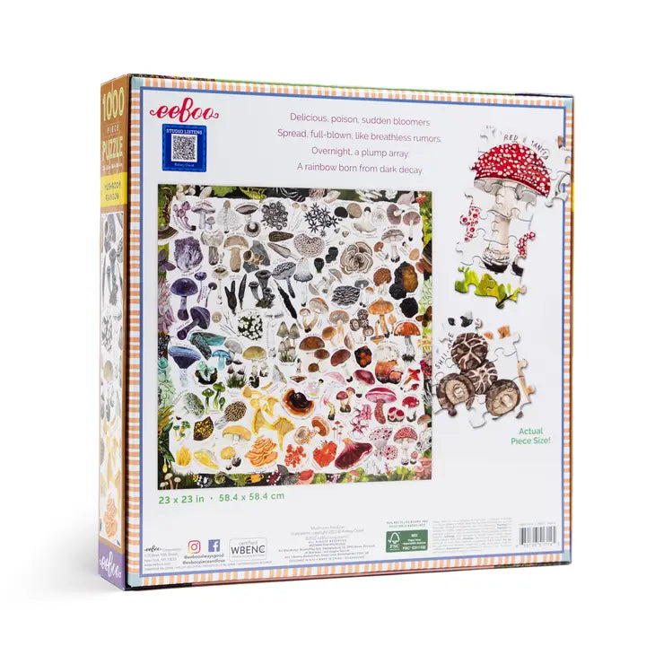 eeBoo Mushroom Rainbow 1000 Piece Square Jigsaw Puzzle