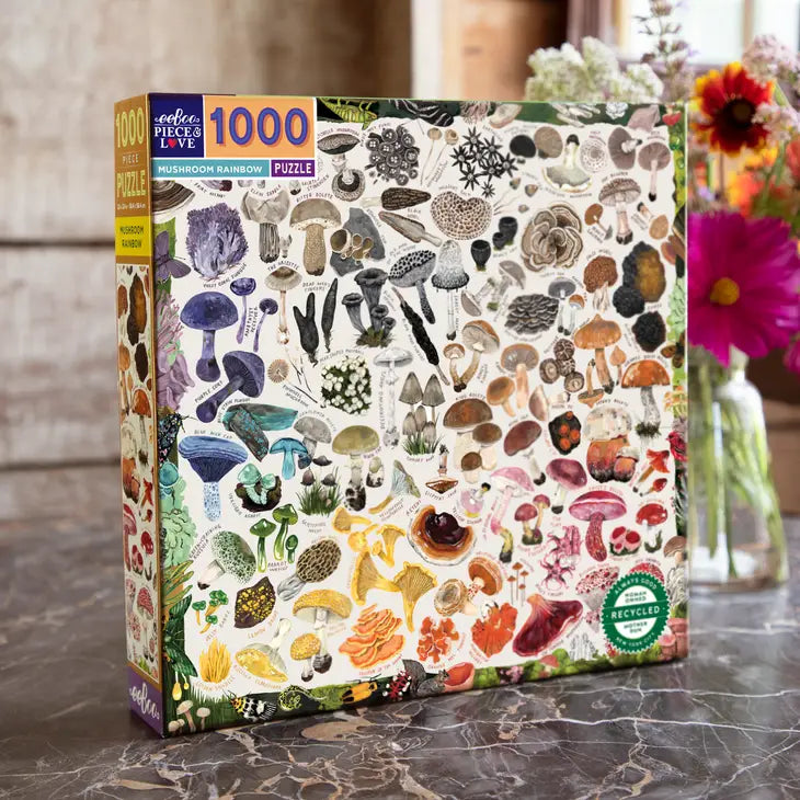 eeBoo Mushroom Rainbow 1000 Piece Square Jigsaw Puzzle